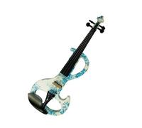 ALFAAL Violin Electric Art Violin Blue And White Painted Solid Wood Silent Violin 4/4 Ebony Fittings W/Parts