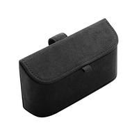 Alfanxi Glasses Holder for Car Sun Visor, Italy Alcantara Material Sunglasses Clip Storage Case Compatible with Most Cars (Black)