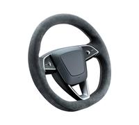 Alfanxi Hand Stitch Alcantara Steering Wheel Cover Compatible with Tesla New Model 3 2023 Tesla Highland (Grey Thread)