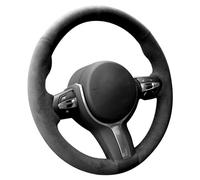 Alfanxi Hand Stitch Sewing Italy Alcantara Car Steering Wheel Cover Wrap for BMW 2 3 4 5 6Series M2 M3 M4 M5 M6 X2 X4 X5 M X6 M Trims (BlackAlcantara+NoStripes)