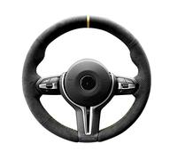 Alfanxi Hand Stitch Sewing Italy Alcantara Car Steering Wheel Cover Wrap for BMW 2 3 4 5 6Series M2 M3 M4 M5 M6 X2 X4 X5 M X6 M Trims (BlackAlcantarawithDots+YellowStripe)