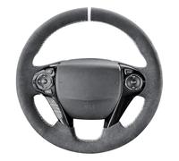 Alfanxi Hand Stitch Steering Wheel Cover Fits Alcantara Material for Honda Accord 9 Pilot Ridgeline Crosstour 2013-2023(White Stripe)