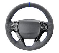 Alfanxi Hand Stitch Steering Wheel Cover Fits Alcantara Material for Honda Accord 9 Pilot Ridgeline Crosstour 2013-2023(Blue Stripe-2)