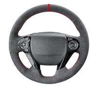 Alfanxi Hand Stitch Steering Wheel Cover Fits Alcantara Material for Honda Accord 9 Pilot Ridgeline Crosstour 2013-2023(Red Stripe)