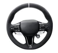 Alfanxi Hand Stitch Steering Wheel Cover Fits Alcantara Material for Hyundai I30 N I20 Kona Veloster N-Line Elantra N 2017-2025(White Stripe)