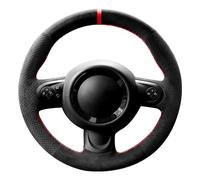 Alfanxi Hand Stitch Steering Wheel Cover Fits Alcantara Material for Mini Cooper Cooper S One(Red Stripe)