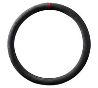 Alfanxi Universal Alcantara Material Steering Wheel Cover Compatible with BMW Benz Ford Chevrolet Ram Toyota Most of Car Models (Red Stripe, O Type)