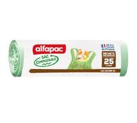 Alfapac - 10 x 25L Bags with Handles - Biodegradable Bin Liners - 100% Biodegradable - Pack of 2 - Green Bags 56 x 50 cm