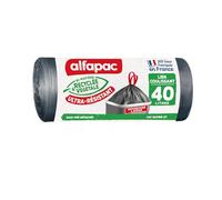 Alfapac - 10 x 40 Litre Drawstring Bin Liners - Heavy Duty - Large Opening - 2 Materials - Recycled & Vegetable