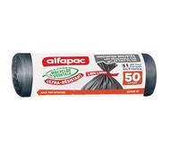 Alfapac - Ultra Durable Recycled Maxi Weight Bin Liners with Wide Band Black 50L (68x80cm)