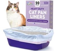 Alfapet Flat Bottom Cat Litter Box Liners, Pack of 20 - Super Heavy Duty Kitty Litter Bags with Drawstring for Poop and Liquid Waste - Jumbo Design for Extra Large Cat Pans