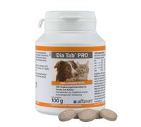 Alfavet Dia Tab PRO, dietary supplement for dogs and cats, chewable tablet, prebiotic probiotic, 100 g tin approx. 50 tablets
