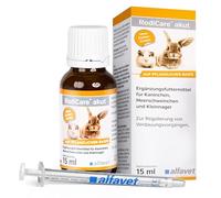 Alfavet, RodiCare Akut, supplementary feed for regulating digestive processes of rabbits, guinea pigs and small rodents, 15ml glass bottle with dosing syringe