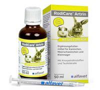 alfavet RodiCare Artrin, supplementary feed for rabbits, guinea pigs and small rodents with cartilage nutrients and devil's claw, dosing syringe, 50 ml glass bottle