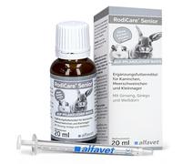 alfavet Rodicare Senior, supplementary feed for older rabbits, guinea pigs and small rodents, with ginseng, ginkgo, hawthorn, sugar-free, tonic with dosing syringe, 20 ml
