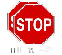 AlfaView 2 Pack Stop Sign, Street Traffic Warning Reflective Signs, Octagon 12 x 12 Inches 40 Mil Thick Rust Free Aluminum, UV Protected and Weather Resistant,Waterproof, Easy to Mount for Outdoor Use