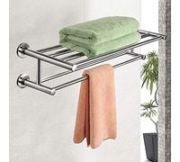 Alfaview 24'' Towel Rack, Stainless Steel Metal Towel Bar, Wall-Mounted Towel Holder Organizer Towel Shelf Storage Rail for Bathroom Kitchen (Silver)