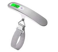 AlfaView Digital Luggage Scale, Portable Electronic Suitcase Scale with Tare Function, HANDHELD LCD Display, 110 lb/50 kg Capacity, Silver