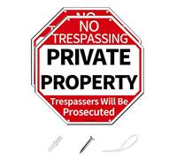 AlfaView No Trespassing Signs, Private Property Metal Trespassers Will Be Prosecuted Warning Sign, 12'' x 12'' Reflective .40 Rust Free Aluminum-UV Protected Weatherproof for Indoor & Outdoor Use (2)