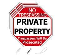 Alfaview No Trespassing Signs,Private Property Metal Trespassers Will Be Prosecuted Warning Sign, 12" x 12" Reflective .40 Rust Free Aluminum-UV Protected Weatherproof for Indoor & Outdoor Use (4)