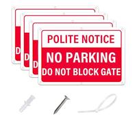 AlfaView Polite Notice - No Parking Do Not Block Gate Signs, 30 X 20CM No Parking Reflective Metal Sign,40 Mil Thick Aluminum, Rust-Free,Fade Resistant, UV Protected,Easy Mounting (4 Pack)