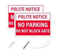 AlfaView Polite Notice - No Parking Do Not Block Gate Signs, 30 X 20CM No Parking Reflective Metal Sign,40 Mil Thick Aluminum, Rust-Free,Fade Resistant, UV Protected,Easy Mounting (2 Pack)