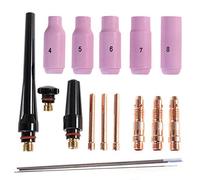 Alffun 17pcs welder TIG welding torch Collet Body nozzle kit Tungsten electrode for wp-17/18/26 TIG welding torch