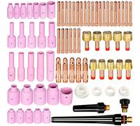Alffun 67pcs TIG Gas Lens Back Cap Collet Body Assorted Size Kit Alumina Nozzle Fit TIG Welding Torch SR WP17 18 26
