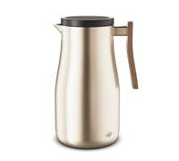 alfi Studio Allure 1.0 L, Champagne Gold with Wooden Elements, Double-Walled Stainless Steel, Thermos Flask Keeps Warm for 12 Hours, Cold for 24 Hours, Screw Cap, Large Opening, BPA-Free
