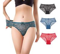 ALFIANO Womens Pack of 3/5 Ultra Thin High Waist Lace Panties,Brazilian Knickers, A-brg-3pcs, M