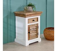 Alfie Bedside Cabinet - 1 Drawer - White - Mango Wood