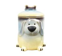 Alfie Francis 1 Litre Blue & Yellow Ceramic Dog Treat Storage Canister with Airtight Lid Biscuit Jar Dry Pet Food Container Holder Puppy