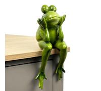 Alfie Francis 15.5cm Tall Wall/Shelf/Edge Sitting Glossy Green Resin Frog Ornament Figurine Statue Home Garden Decoration
