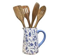 Alfie Francis 16cm Tall Blue & White Ceramic Kitchen Utensil Storage Pot / Decorative Jug