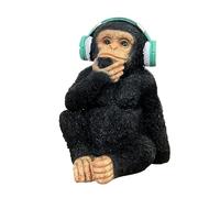 Alfie Francis 16cm Tall Monkey Ornament with Headphones Music Room Figurine Statue Home Decor Accessory
