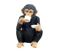 Alfie Francis 17.5cm Tall Cheeky Tea Drinking Monkey Ornament Figurine Home Decor Animal Sculpture Gorilla Chimp