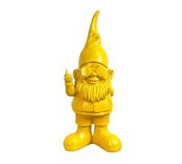 Alfie Francis 26.5cm Tall Modern Funky Bright YELLOW Rude Gnome Living Room Ornament Gonk Middle Finger Up Yours F OFF Resin Statue for Home and Garden