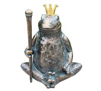 Alfie Francis 28.5cm Tall Large Sitting King Frog wearing a Crown with Sceptre Ornament - Resin