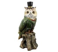 Alfie Francis 28.5cm Tall Vintage Gentlemen Owl on Tree Stump Ornament for the Home