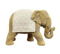 Alfie Francis 29cm x 19.5cm Large Rattan Style RESIN Elephant Ornament Figurine Statue Sculpture for the Home