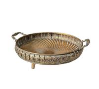 Alfie Francis 32cm (Dia) Vintage Style Metal Decorative Bowl with Handles for Keys Crystals Fruit Dining Coffee Table Centrepiece Dish