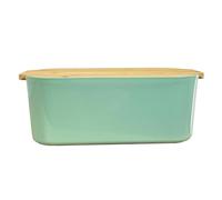 Alfie Francis 33cm x 12cm Light Pastel Green Plastic Bread Storage Box/Container with a Wooden Chopping Board Lid