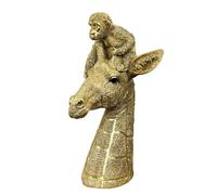 Alfie Francis 39.5cm Tall Large Giraffe with Monkey Head Bust Ornament Sculpture Statue Figurine for the Home Living Room Bedroom Hallway Home Decoration