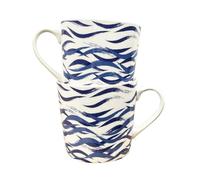 Alfie Francis Set of 2 Mugs White & Blue Nautical Waves Designs
