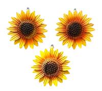 Alfie Francis Set of 3 Small 12.5cm Sunflower Garden Wall Art Metal Decorations Hanging Flowers Ornament