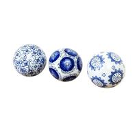 Alfie Francis Set of 3 Small 7cm Ceramic Blue and White Deco Ball Ornaments for the Home Bowl Fillers Decorations