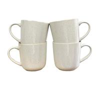 Alfie Francis Set of 4 x 350ml Light Grey Speckled Stoneware Mugs Homeware Kitchen Accessories Men Women Work Place Office Basic