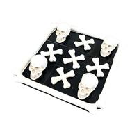 Alfie Francis Skull & Crossbones Noughts Crosses Game Resin Tic Tac Toe Set Black/off-White Gothic Vinatge Rustic Pirate Home Decor Ornament Accessory Decoration Gift