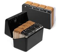 Alfion 3x5 Index Card Holder Set | 24 Black Alphabet Tab Dividers, 24 Blank Customizable Kraft Dividers, 50 Ruled Index Cards 3x5