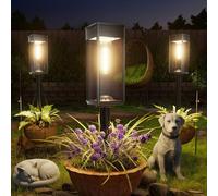 ALFIOT Solar Pathway Lights Outdoor, 2 Pack Bright Solar Lights Outdoor, IP65 Waterproof Solar Garden Lights Solar Powered Landscape Lighting for Yard Patio Walkway Driveway Pathway (Warm White)